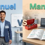 Manuel vs Manual showing a person named Manuel and an instruction manual.