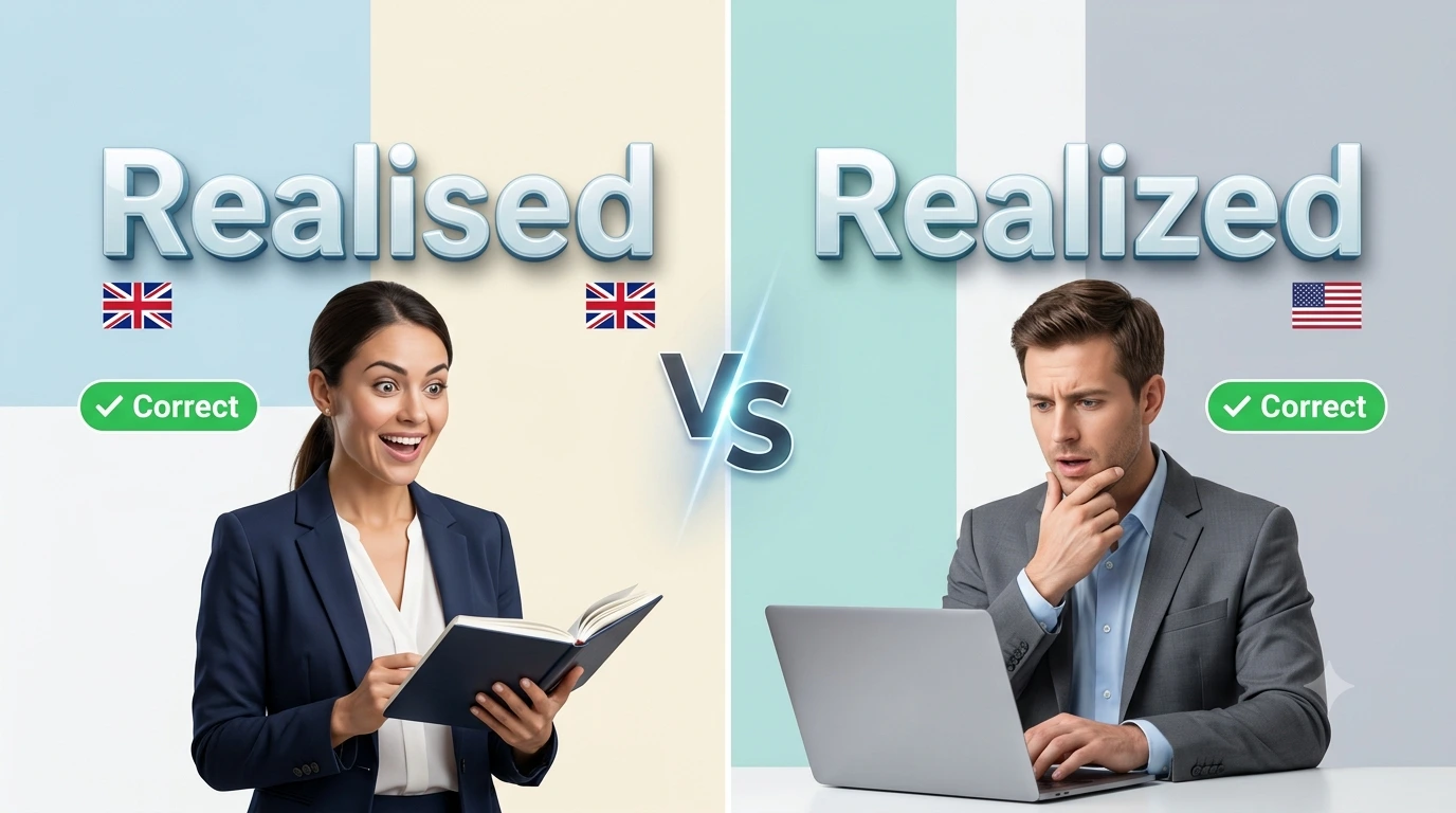 Realised vs Realized spelling comparison with UK and US examples