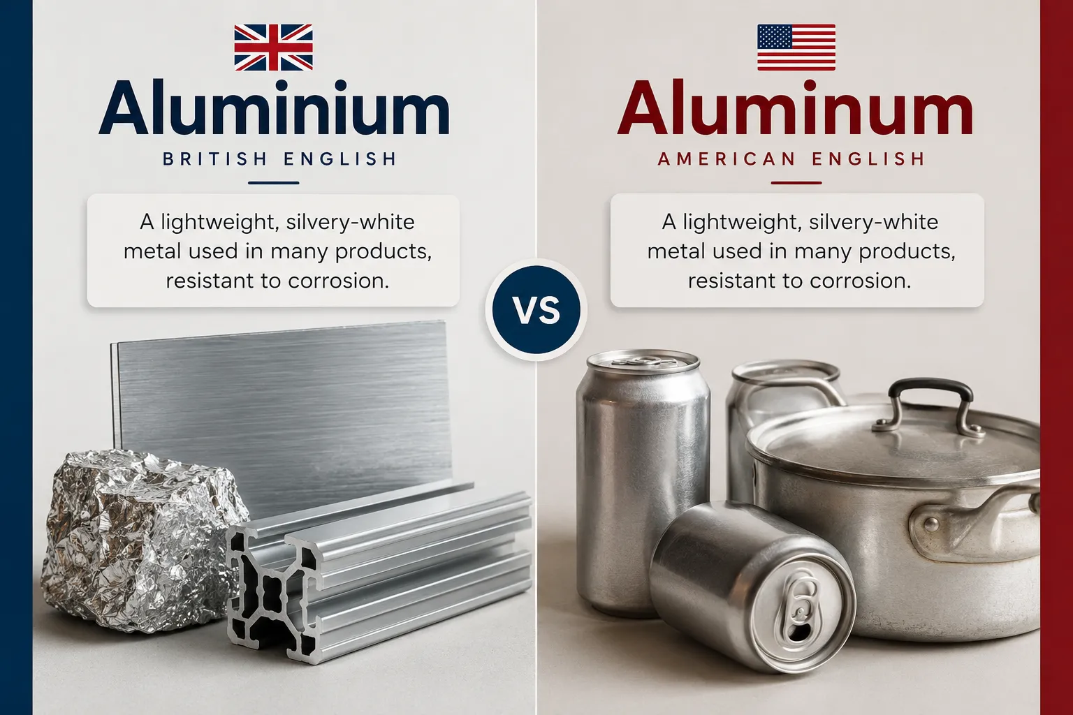 Aluminium or Aluminum: correct spelling in British and American English