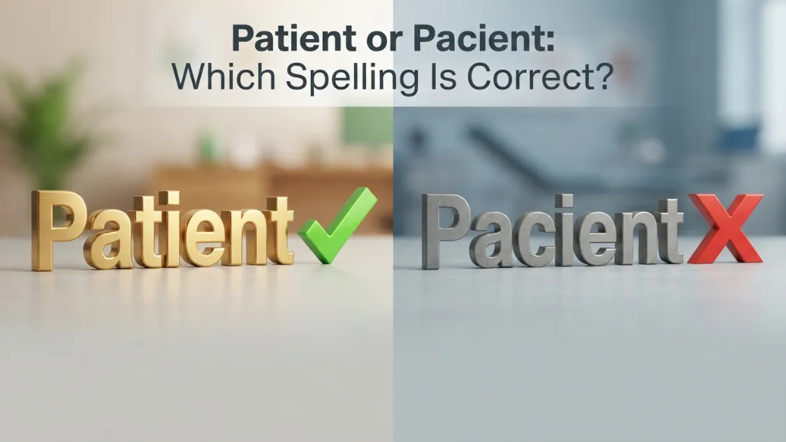 Patient or Pacient spelling comparison showing patient as the correct spelling