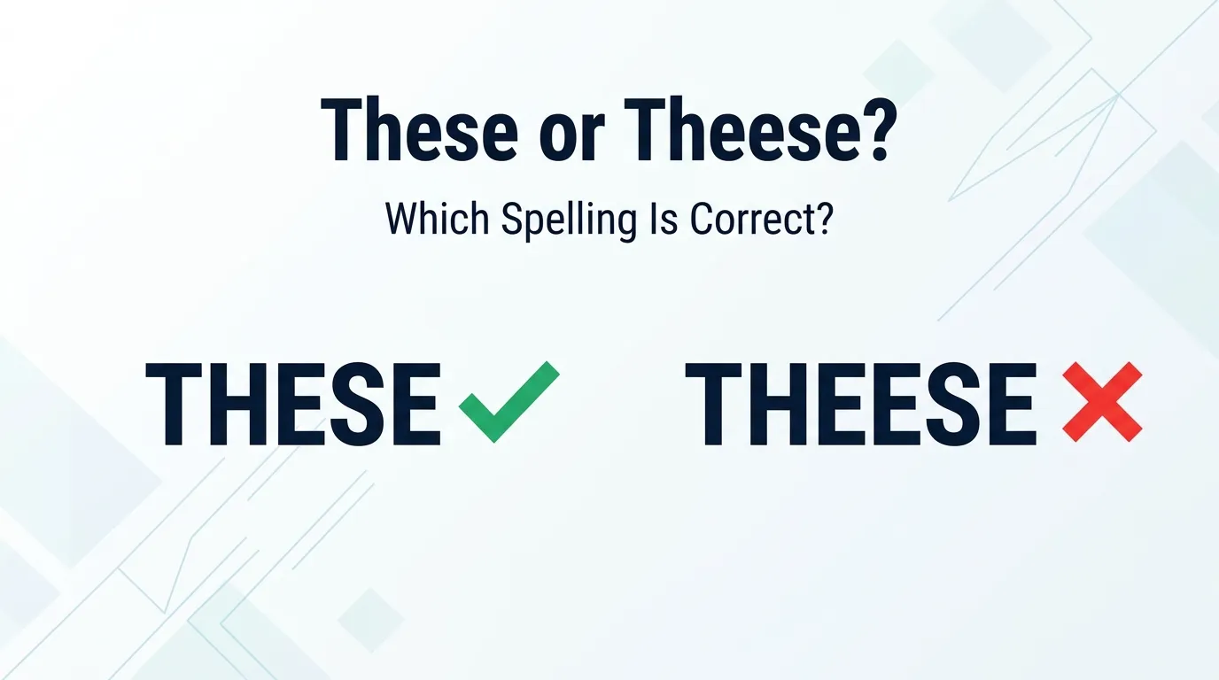 These or Theese spelling comparison showing the correct spelling These and incorrect spelling Theese