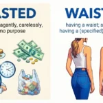 Wasted vs Waisted spelling comparison showing waste and waist meanings