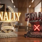 Finaly or finally spelling comparison showing the correct spelling finally
