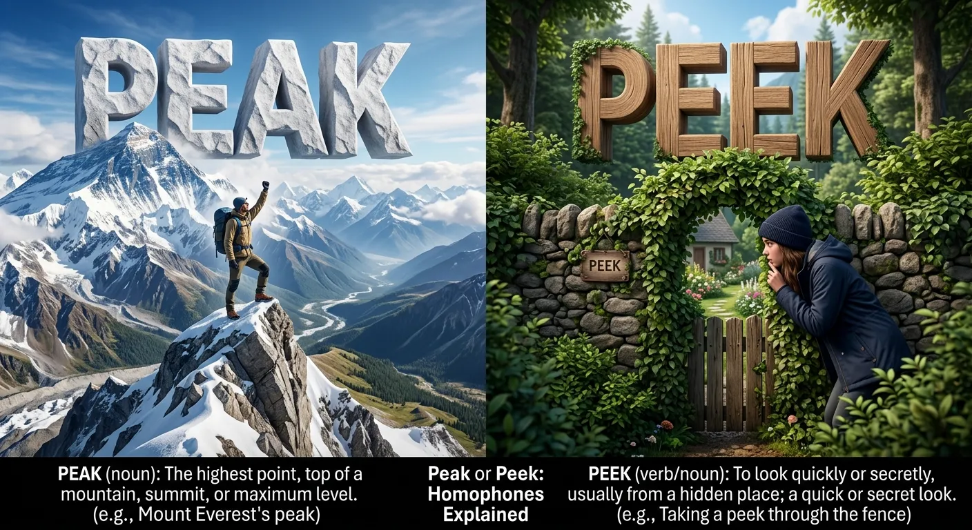 Peak or peek showing the difference between the highest point and a quick look