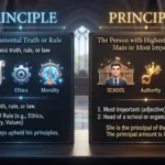 Principle or principal comparison showing the difference between the two words