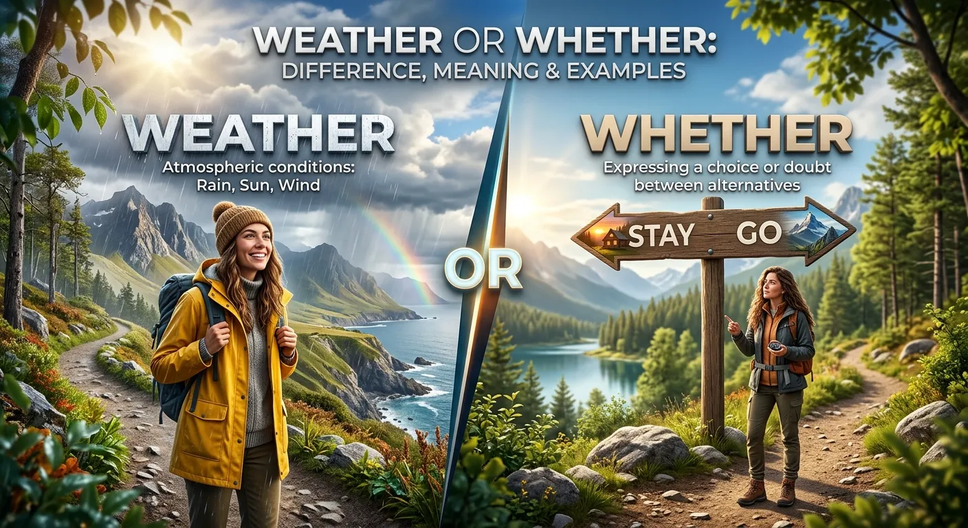 Weather or Whether: difference between weather and whether with meanings and examples